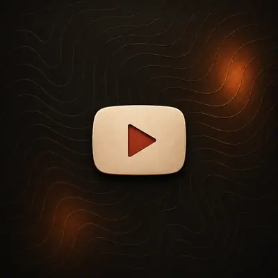 Selo do YouTube em relevo sobre textura ondulada café.